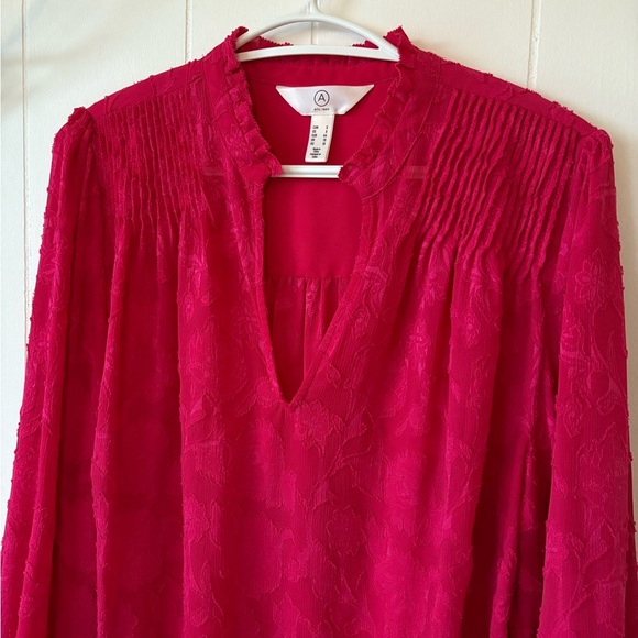 Addition Elle Pink Puff Sleeve Blouse Mandarin Collar Size X (12) - Picture 3 of 7